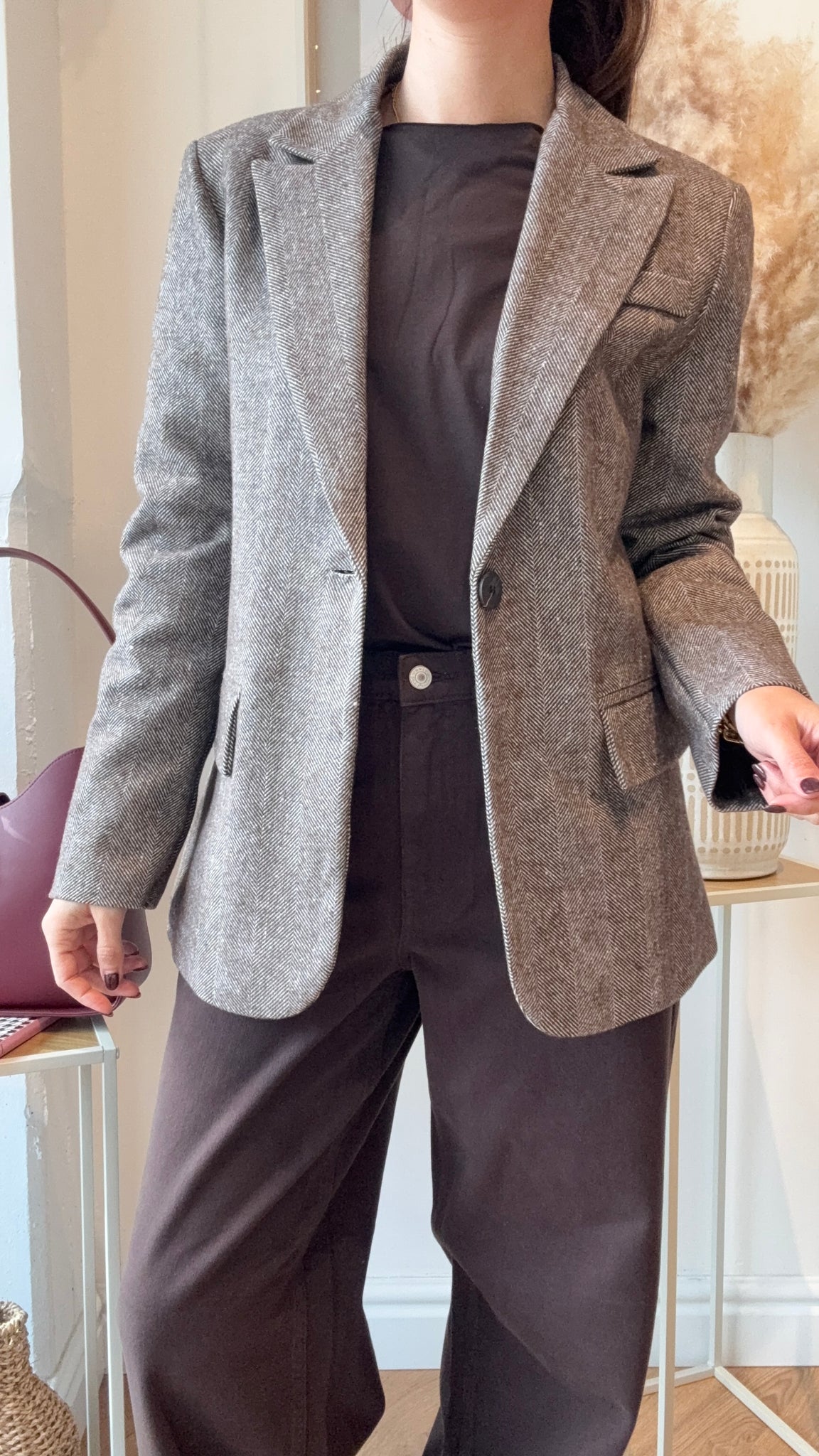 Blazer spigato marrone