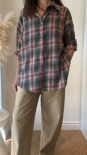 Camicia HARVARD Flanella Grigio/bordeaux