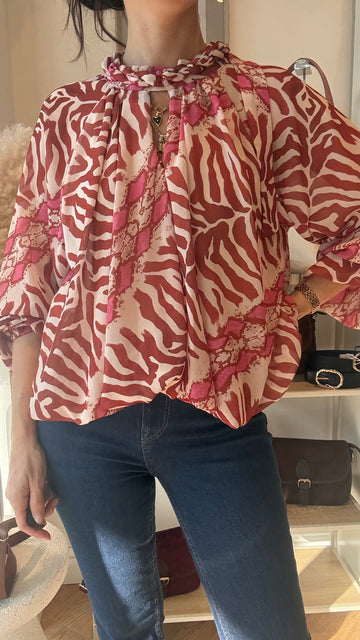 Blusa Charlotte Animalier Mattone