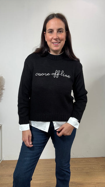 Pull cuore offline nero